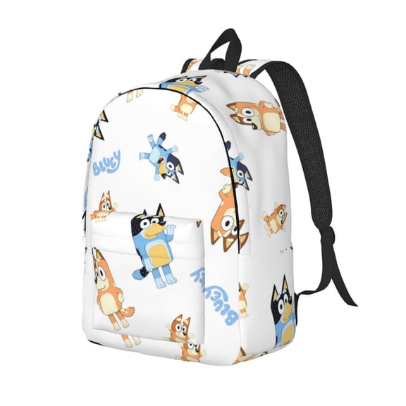 Zofaai Bluey Pattern Canvas Backpack,Large Capacity Adjustable Shoulder Strap Computer Backpack, Unisex Suitable for Campus and Travel-Small