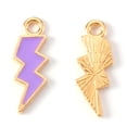 thumbnail image 2 of 10pc Alloy Enamel Pendants, Lightning Bolt, Light Gold, Purple, 20x7x1.5mm, Hole: 2mm, 2 of 2