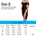 thumbnail image 2 of Femmes Noir hors Épaule Robes Sexy Coupe Basse Corset Robe Haute Split Party Mariage Midi Robe, S, 2 of 7