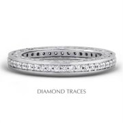Diamond Traces UD-EWB452-6051 14K White Gold Pave Setting 0.58 Carat Total Natural Diamonds Vintage Eternity Ring