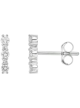 Diamond-Accented Curved Bar Flat-Back Stud Earrings in 14kt Yellow Gold, Ross-Simons