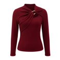 thumbnail image 4 of Tfken Tshirts For Women Long Sleeve Fall Slim Fit Tees Tops Casual T-Shirts Ladies Trendy Clothes Outwear Size L Red, 4 of 5