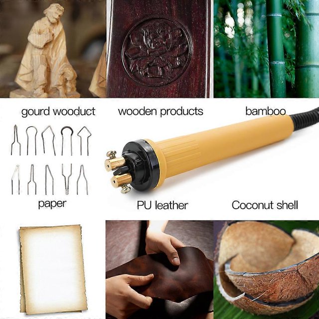 Wood Burner Pyrography Pen Burning Machine Gourd Crafts Tool Set With Welding Wire Top Adjustable Temperature