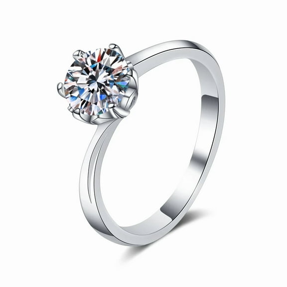1 Ct Round Cut VVS1 Moissanite Solitaire Engagement Ring GRA 925 Sterling Silver