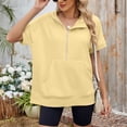 thumbnail image 4 of MEZZALL Women Solid Color Hoodies Sweatshirts Loose Zipper Pockets Short Sleeved Tops Basic Daily Outdoor Breathable Travel, 4 of 8