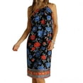 thumbnail image 2 of Roncen Robe Midi pour Femme Été Sans Manches à Col en V Robes Décontractées Coupe Ample Bohème Plage Vacances Robe d'Été à Imprimé Floral, 2 of 8