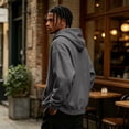 thumbnail image 5 of Mens Zip Up Hoodies Oversized Fleece Long Sleeve Drop Shoulder Hooded Sweatshirt Trendy Vintage Streetwear Gray 2XL, 5 of 9