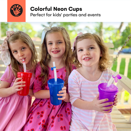 Everything You Need | Kicko Neon Sipper Cups - 55 Inch Colorful Neon Cups | 1