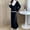 Black, variant on Womens Fashion New Fashion Casual Solid Color Knitted Set Casual Top and Pants Two-piece Set Sleek Casual Wear