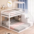 thumbnail image 3 of CLEARANCE! Twin over Full House Roof Bunk Bed with Staircase and Shelves, White, 3 of 9