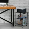 thumbnail image 6 of 3 Tier End Table with Wheels Side Table Bedside Table Storage Shelf for Bedroom, Kitchen, Living Room & Office, Stable Metal Frame, Wooden Top, 6 of 6