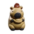 thumbnail image 4 of Mini estatua de capibara, figura en miniatura, adorno de té Kungfu para casa de té. Amarillo, 4 of 9