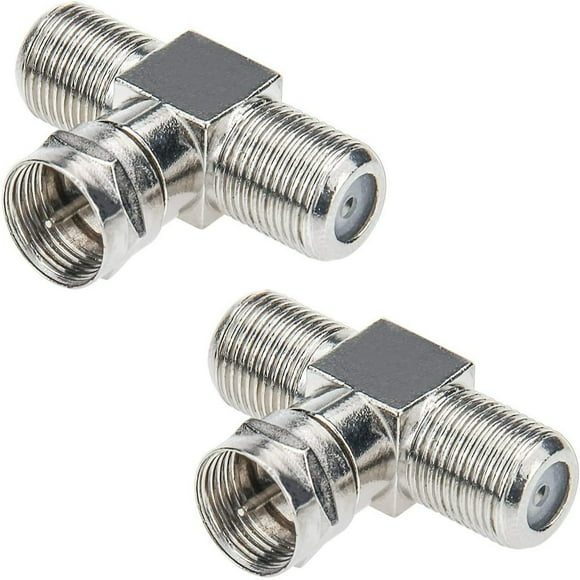 MesaSe Répartiteur de Câble Coaxial Répartiteur TV 2 en 1 Sortie Lot de 2 Type F RG6 Mâle vers 2 F Femelle Répartiteur de Câble 3 Voies Adaptateur Connecteur Coax T pour Vidéo Antenne VCR Câble SatelliteB