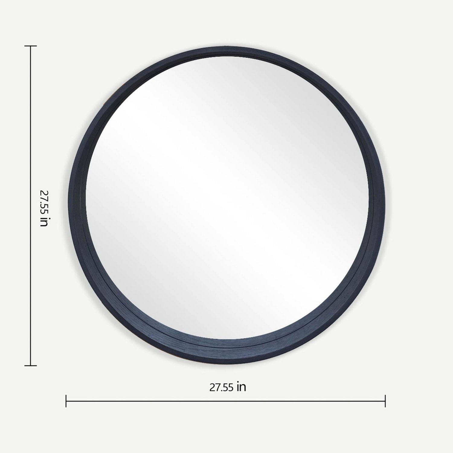Miroir rond gris en bois massif Denmark, 27,5 ø