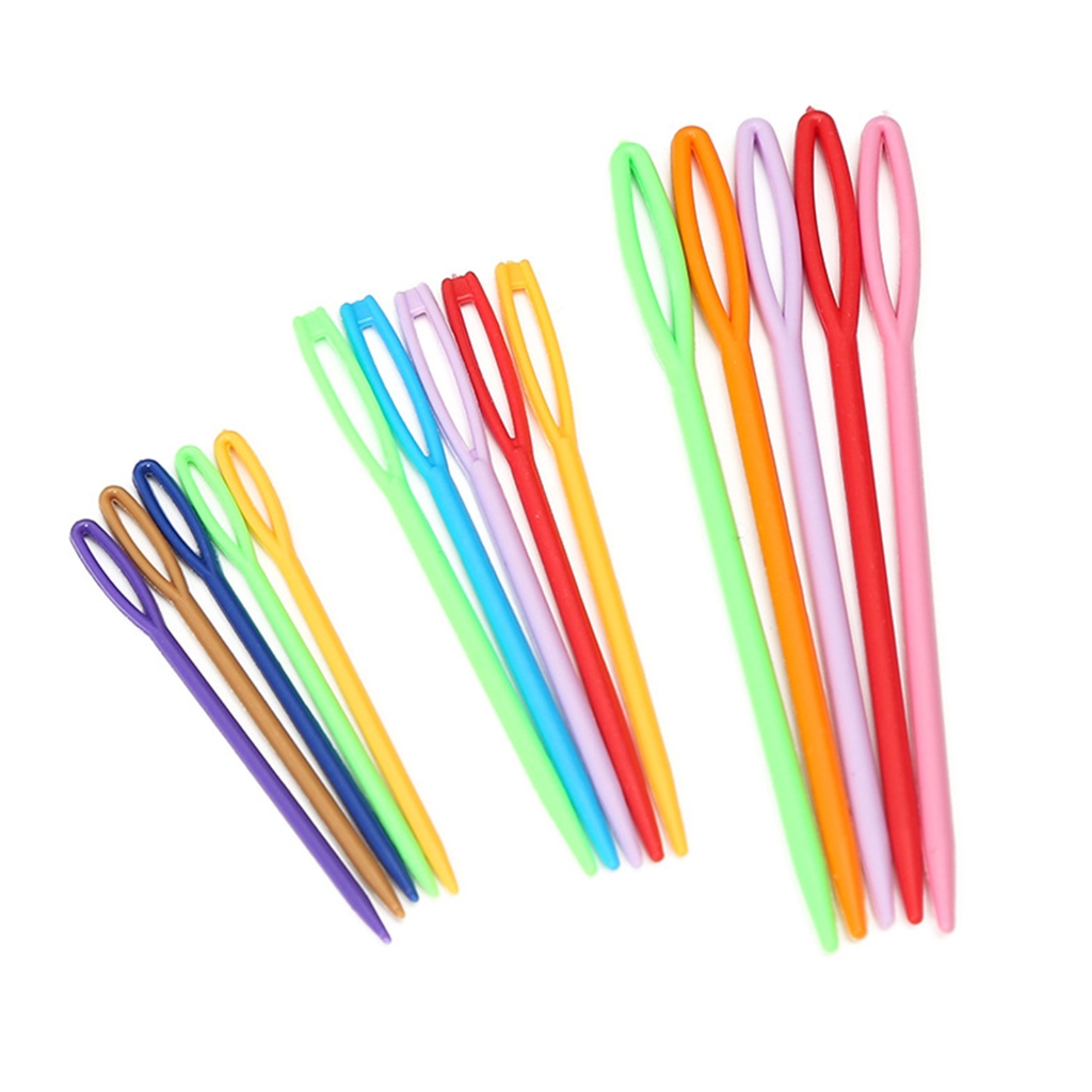 100Pcs Large-Eye Plastic Sewing Needle Colorful Safety Lacing Needle 3 Different Size Yarn Sewing Needle for Hand Sewing