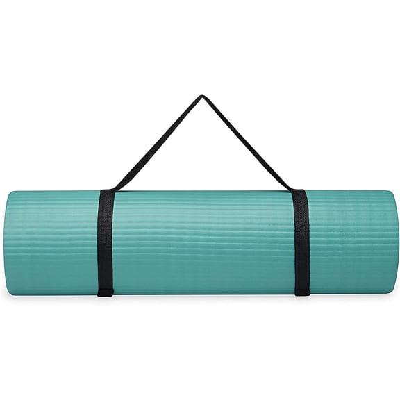 Essentials Thick Yoga Mat Fitness & Exercise Mat with Easy-Cinch Yoga Mat Carrier Strap, 72"L x 24"W x 2/5 Inch Thick