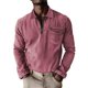 thumbnail image 2 of Ceisia Men's Spring Gift & Summer Vintage Casual Plaid Polychrome Zipper Turndown Collar Long-Sleeve Shirt - 320g Polyester Com fortable Beach &, 2 of 5