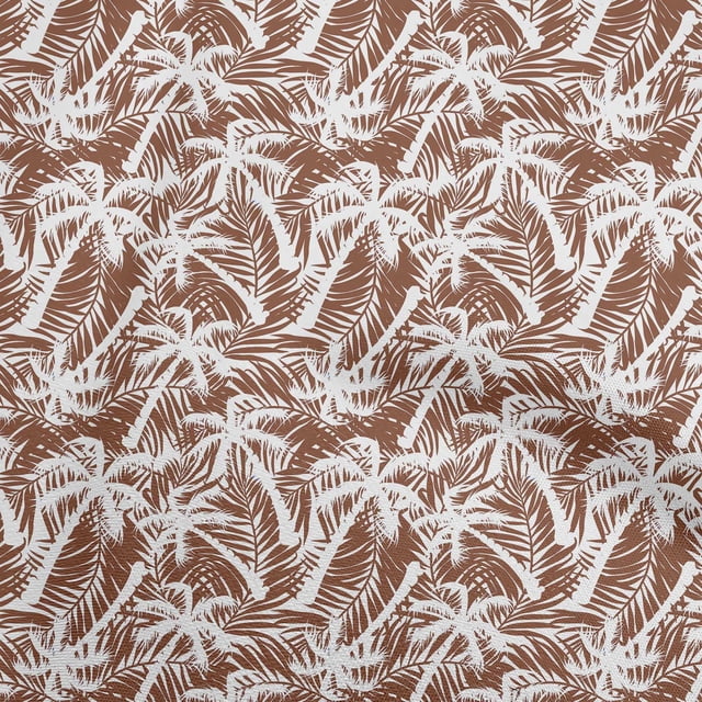 oneOone Georgette Viscose Brown Fabric Tropical Palm Tree Sewing Material Print Fabric By The Yard 42 Inch Wide