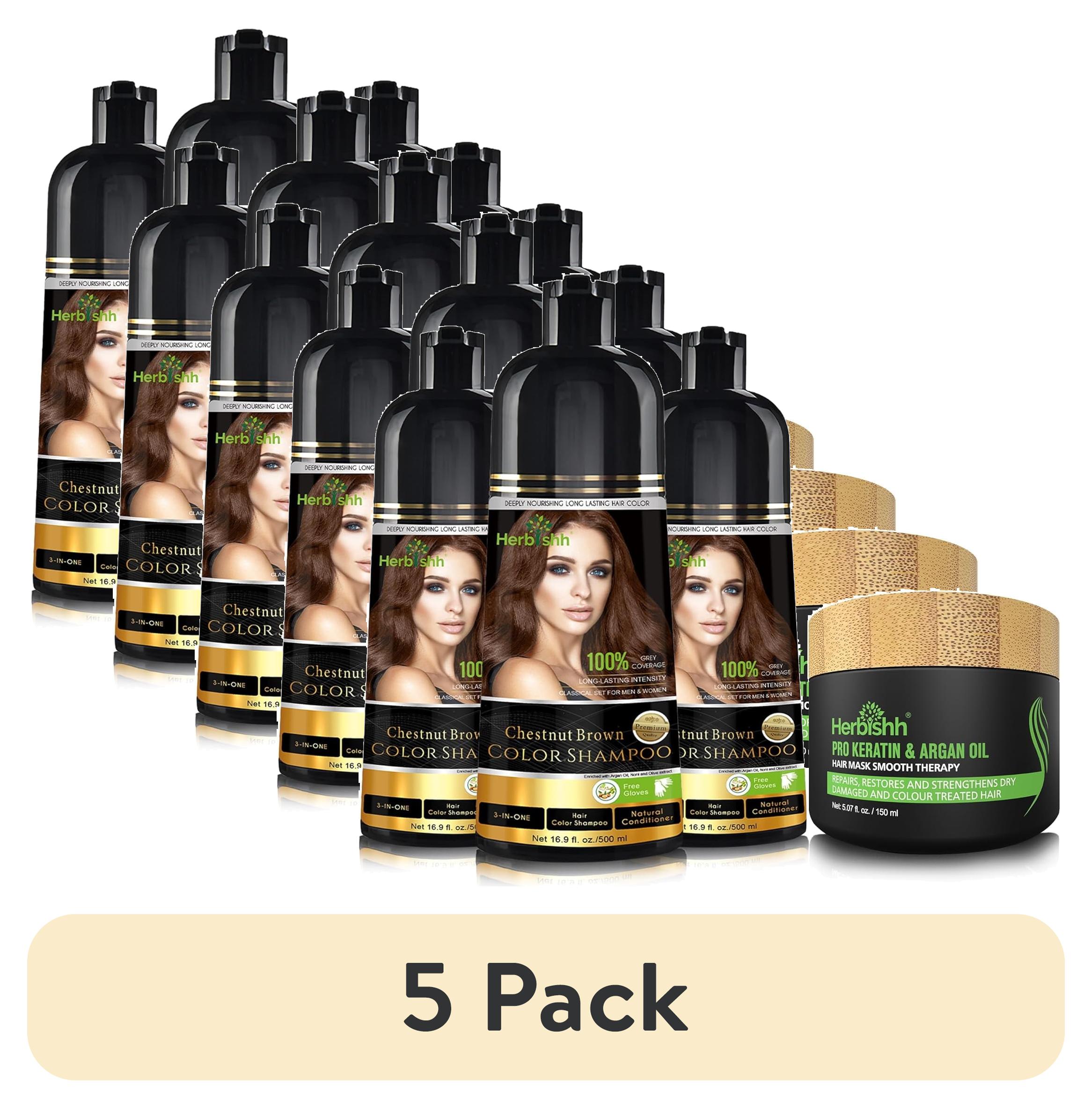 Herbishh Ultimate Hair Color Shampoo Kit – Graue Haare Abdecken, 3x Shampoo + 1x Argan Haarmaske, Light Brown