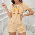 thumbnail image 4 of FDGIU Women's Halloween Pajama Set 2025 - Spooky Graphic Print 2-Piece Lounge Wear, Cute Short Sleeve Top & Elastic Waist Shorts, Soft Lightweight Sleepwear, 4 of 7