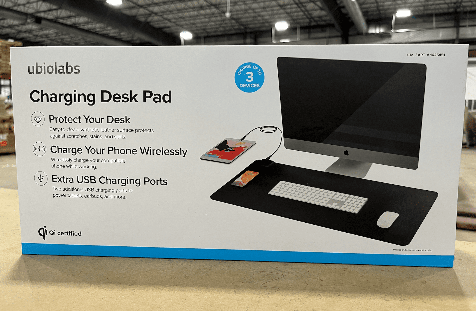Ubiolabs Charging Desk Pad (Charge up to 3 Devices) Wireless + 2 USB Ports New