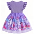 thumbnail image 5 of IPIO Girls Purple Unicorn Tulle Dress, Flutter Sleeve Bow Princess Dress for Birthday Party, 5 of 6