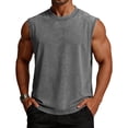 thumbnail image 6 of LTTVQM Men's Sleeveless Workout Shirts Tank Tops Muscle Cut Off Shirt Cotton Acid Washed Summer Beach Casual Distressed Vintage Tee Gray XL, 6 of 10