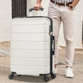 thumbnail image 3 of Carry on Luggage Set, 3pcs 20''/24''/28'' Fashion Lightweight Suitcase Travel Sets for Women, 3-in-1 Portable Trolley Case with Telescoping Handle, Outdoor Hardside Luggage Set, Beige, S9351, 3 of 10