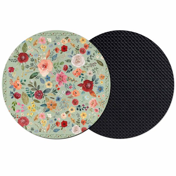 Sage Green Floral Coasters Set of 2, Absorbent Coasters for Drinks, Spring Flowers Leaves Farmhouse Coaster for Desk Coffee Table Protection, Home Decor House Warming Gifts 4"