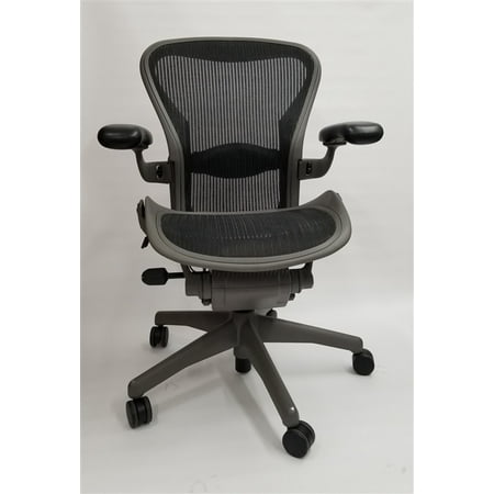 Herman Miller Aeron Chair Size B Fully Featured Gray Frame Black Mesh, Executive Office