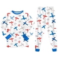 thumbnail image 6 of Wenfanal Kids Child Toddler Boy Pajamas Pj Set Little & Big Girls Pajamas Boys Set Comfortable Soft Cute Boys Home Pajama Set Size 6-7 Years,Sky Blue, 6 of 7