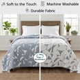 thumbnail image 2 of Mainstays Iris Leaf Stitched Quilt, Full/Queen, Light Blue, Reversible Lightweight Bedding, 2 of 9