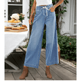 thumbnail image 4 of SOMER Women’s Wide Leg Jeans High Waisted Stretchy Drawstring Denim Pants Loose Baggy Casual Trousers Blue 2025 Fall Winter, 4 of 6