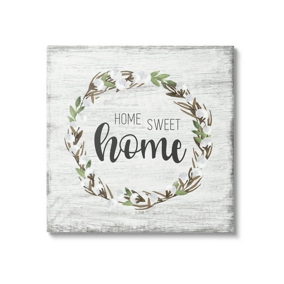 Stupell Industries Rustic Wreath Sweet Home Calligraphy Country Sign Graphic Art Gallery Wrapped Canvas Print Wall Art, Design by Natalie Carpentieri