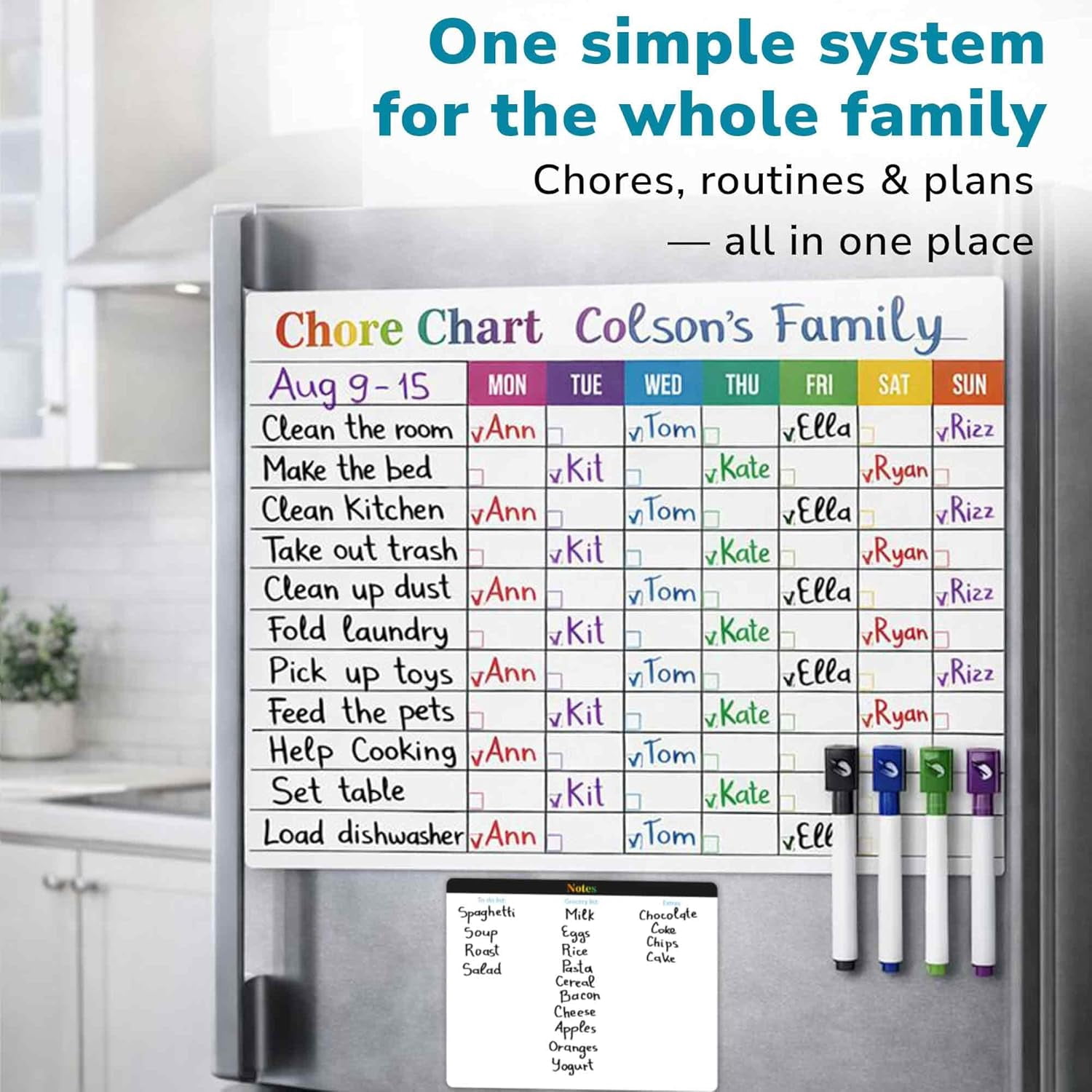 Quokka Magnetic Chore Chart for Kids at Home - Gift Reward Visual Schedule Chart - Dry Erase Weekly Planner