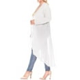 thumbnail image 2 of Women's Plus Size Solid Open Front Long Sleeve Chiffon Mesh Loose Cover Up Long Cardigan, 2 of 6