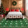 thumbnail image 5 of 9x12 ft Christmas Runner Rug, Red Polyester, Christmas Tree Print, Machine Washable, Non-Slip, Indoor Hallway, Green, 5 of 8
