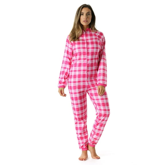 Just Love Printed Flannel Adult Onesie Pajamas 95813-1C-L (Plaid, X-Small)