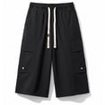thumbnail image 4 of mens shorts Cargo Capri Pants Multi Pocket Loose Casual Shorts Summer Lightweight Breathable,Black,XXXL, 4 of 5