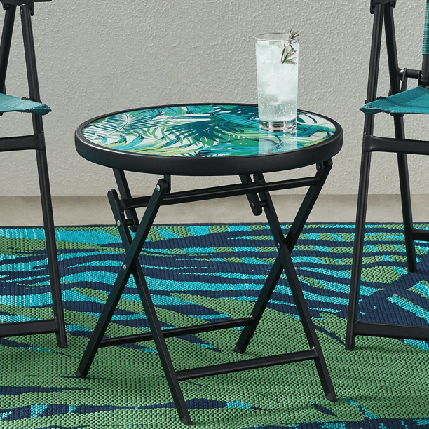 Mainstays 18" Greyson Square Green Palm Steel Round Folding Table Walmart Business