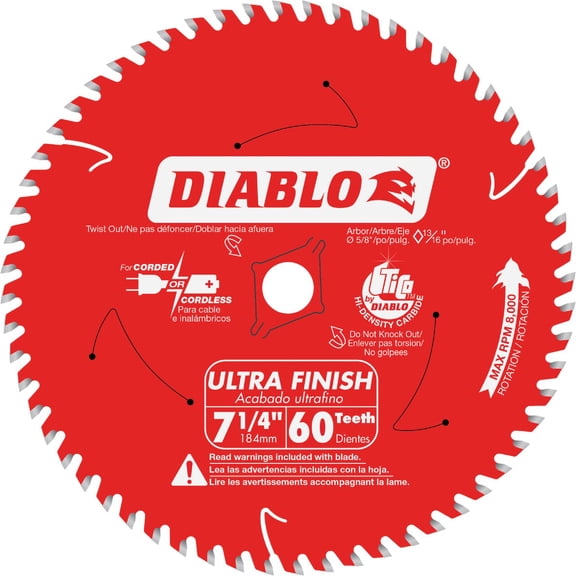 Freud D0760X Diablo Ultra Finish Saw Blade ATB 7-1/4-Inch by 60t 5/8-Inch Arbor