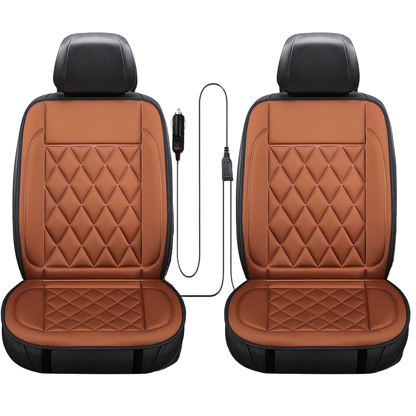 Soillar Universal Heated Seat Cover – 12V With Adjustment Switch, Beige, Fits Manual & Power Seats