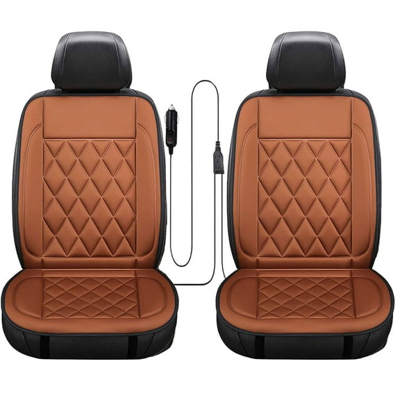 Universal Heated Seat Covers for Cars and SUVs with 12V Heating System and Leather Material for Enhanced Driving Comfort 2PCS