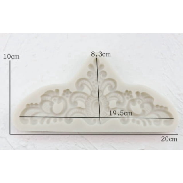 Molde de silicona de 2 piezas con relieve for fondant, chocolate y pasteles, con diseño de encaje decorativo. Apto for uso alimentario.