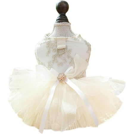 UOSIA Pet Denim Dress with Cute Bow-Knot Comfy Vest Skirt Lace Trim Tutu Clothes