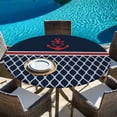 thumbnail image 6 of Navy Blue Morocco Round Tablecloth, Fitted Table Cover with Elastic for 36"-44" Round Tables, Red Ocean Nautical Anchor Stripe Table Cloth Outdoor Indoor Dinning Party Waterproof Tablecloths, 6 of 7