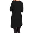 thumbnail image 3 of Sonducket Top de mujer de manga larga de color sólido vestido de otoño con botones laterales divididos suéter con dobladillo irregular Prendas para la parte del cuerpo Negro M, 3 of 5