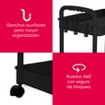 thumbnail image 3 of Carrito Auxiliar Organizador Multiusos Almacenaje 3 Niveles Negro, 3 of 5