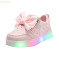 thumbnail image 2 of LYHaoo Girls Glitter Cute Bow Light Up Sneakers For Kids Soft Sole Athletic Running Walking Shoes for for School Daily Wear,Pink,Sizes 10(6.3") Little Kid, 2 of 7
