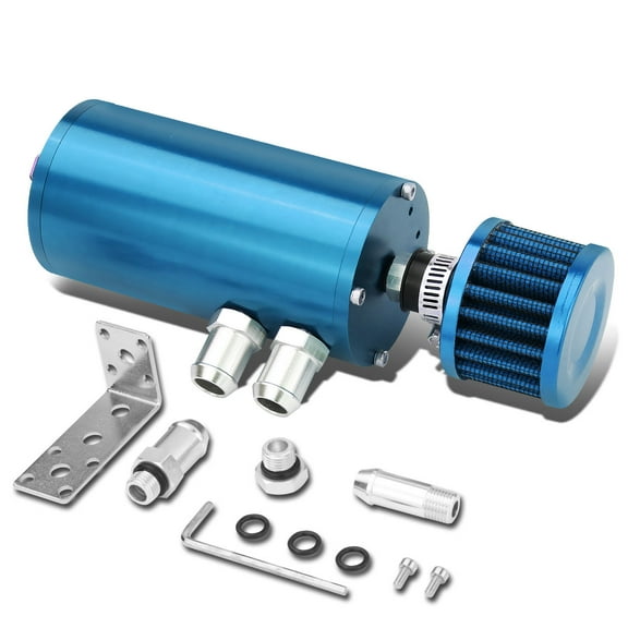 DNA Motoring OCT-ZTL-9044-LB Universal 5.5" x 2.36" Aluminum Light Blue Anodized Racing Oil Catch Tank   Air Filter